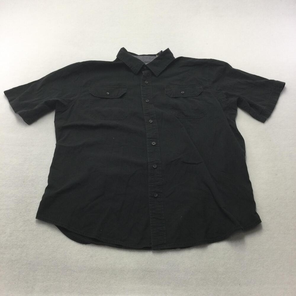 Wrangler Shirt Mens Large Black Short Sleeve Button Up Flex Comfort Casual
